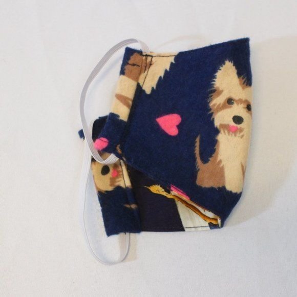 Flannel Yorkies - Youth Two Layer Reusable Washable Cotton Face Mask - Picture 3 of 4